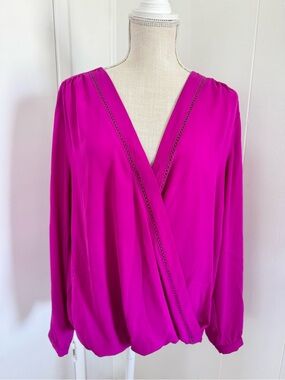 INC International Concepts Fuchsia Wrap-Front Blouse